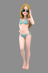 3d illustration of a sexy girl in swimsuit or bikini