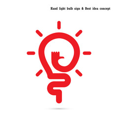 Human hand and light bulb icon vector design.The best idea