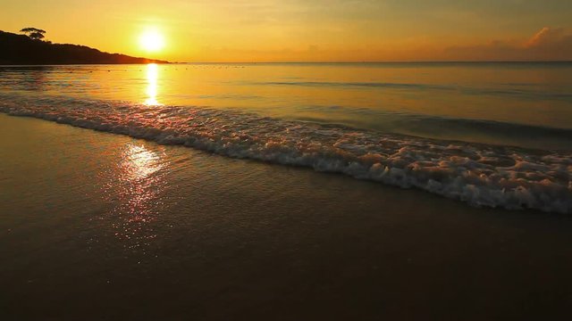 sea and sky sunrise in the early morning at summer time from tilt shift lens, high definition, Full HD, 1920x1080
