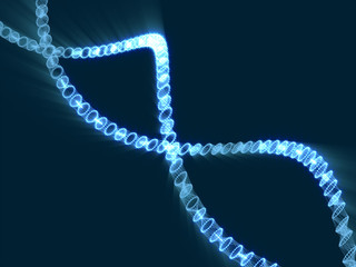 Abstract shining line and dots with atom and molecule symbol.3D rendering
