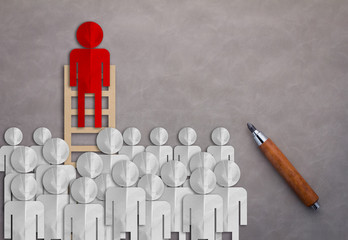 LEADERSHIP CONCEPT WITH BUSINESS MAN PAPER CUT ON LADDER