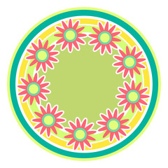 Fototapeta na wymiar circle frame with flowers colorful