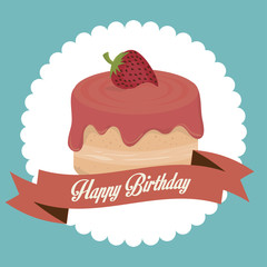 happy birthday cake isolated icon design, vector illustration  graphic 