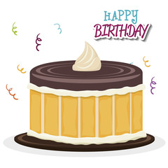 happy birthday cake isolated icon design, vector illustration  graphic 