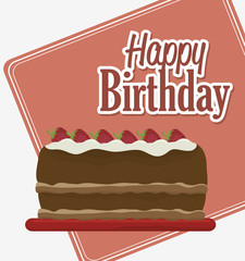 happy birthday cake isolated icon design, vector illustration  graphic 