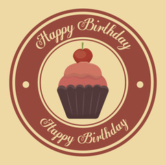 happy birthday cupcake isolated icon design, vector illustration  graphic 