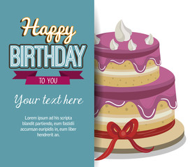happy birthday cake isolated icon design, vector illustration  graphic 