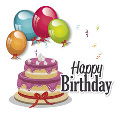happy birthday cake isolated icon design, vector illustration  graphic 