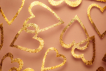 Romantic textile background with hearts