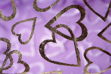 Romantic textile background with hearts