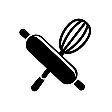 black rolling pin and whisk clip art preview