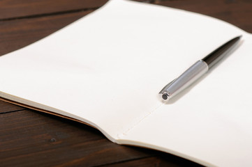 open notebook with pen