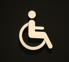 sign disabled icon isolated on black