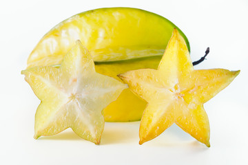 Fototapeta premium Star apple fruit with half cross section isolated on white