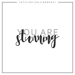 Fototapeta premium Calligraphy isolated on white background inscription phrase, you are stunning.