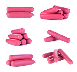 Hot Dog sausages on a white background