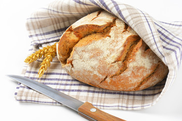 homemade bread and kitchen knife