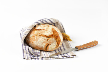 homemade bread and kitchen knife