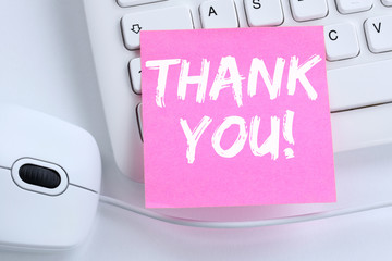 Thank you on notepaper office business concept