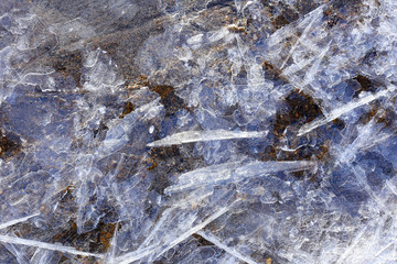 texture of ice on the river