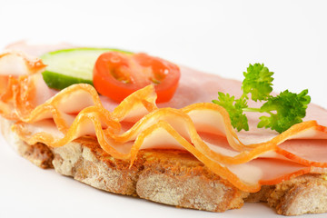 open faced ham sandwich