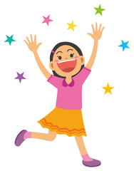 元気よくバンザイをする女の子のイメージイラスト