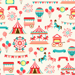 seamless pattern with vintage carnival elements