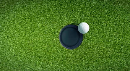 Tableaux ronds sur plexiglas Anti-reflet Golf Golfball beim Putten