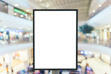 Blank sign with copy space for your text message or content in modern shopping mall.