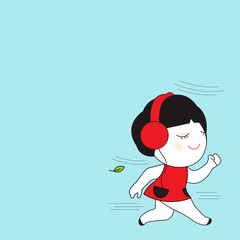 Run And Be Happy Character Paper Note illustration