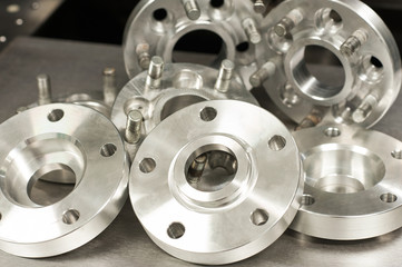 Metal mold of flanges and bolts. CNC milling/lathe industry