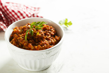Lentils stew with tomatoes