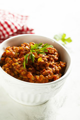 Lentils stew with tomatoes