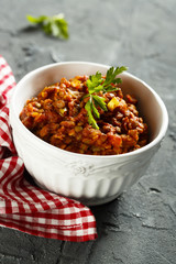Lentils stew with tomatoes