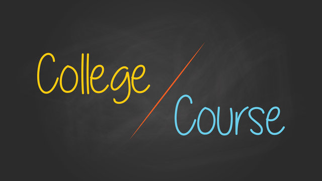 college or versus course compare write on the blackboard with chalk effect vector graphic
