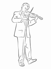 silhouette of violinist. vector drawing