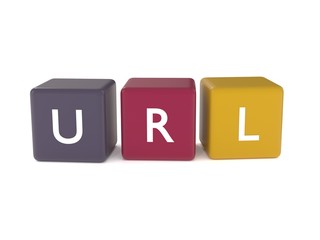 URL header from colored cubes on white background