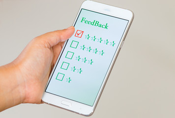 customer survey checking in online survey, feedback on smart pho