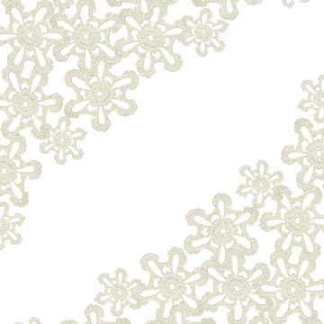 Decorative snowflake associated with white thread. Isolated 