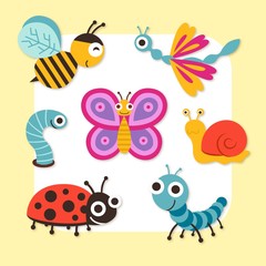 Cute cartoon insects