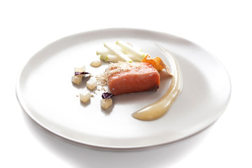 Molecular modern cuisine red fish