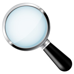 Transparent magnifying glass. Search icon