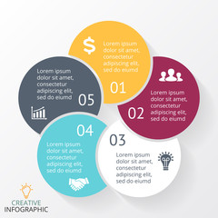 Vector circle arrows infographic, cycle diagram, graph, presentation chart. Business concept with 5 options, parts, steps, processes.