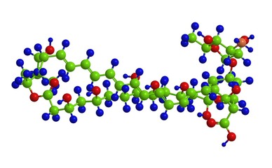 Molecular structure of Amphotericin B, 3D rendering