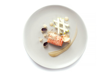 Molecular modern cuisine red fish