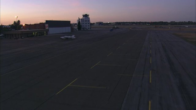 Landing At Cheyenne Airport At Dusk