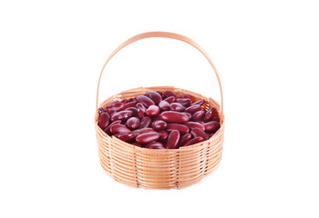 Red beans in baskets White background