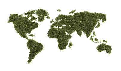 Map of world from tea or tobacco isolated