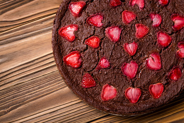 Homemade vegan millet strawberry brownie