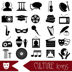 culture and art theme black simple icons set eps10